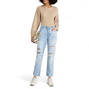 FRAME Lé Slouch Distressed High-Waist Straight Leg Button Fly Jeans Womens SZ 27